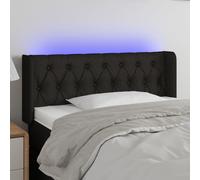vidaXL Testiera a LED Nera 93x16x78/88 cm in Tessuto