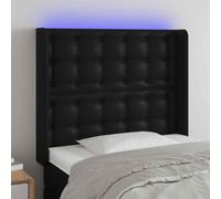 vidaXL Testiera a LED nero 93x16x118/128 cm in Similpelle