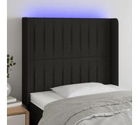 vidaXL Testiera a LED nero 93x16x118/128 cm in Tessuto