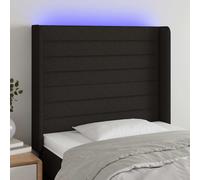 vidaXL Testiera a LED nero 93x16x118/128 cm in Tessuto