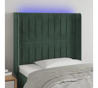 vidaXL Testiera a LED Verde Scuro 103x16x118/128 cm in Velluto