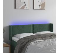 vidaXL Testiera a LED Verde Scuro 147x16x78/88 cm in Velluto