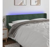 vidaXL Testiera a LED Verde Scuro 203x16x78/88 cm in Velluto