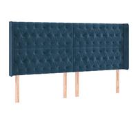 vidaXL Testiera ad Orecchio Blu Scuro 183x16x118/128 cm in Velluto