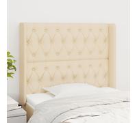 VidaXL Testiera ad Orecchio Crema 93x16x118/128 cm in Tessuto