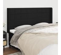 Testiera ad orecchio nera 183x16x118/128 cm in tessuto