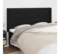 VidaXL Testiera ad Orecchio Nera 183x16x118/128 cm in Tessuto