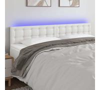 VidaXL Testiera Bianca a LED 200x5x78/88 cm in Similpelle