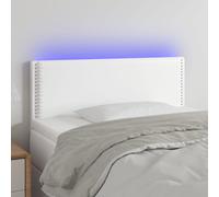 Testiera bianca a led 80x5x78/88 cm in similpelle