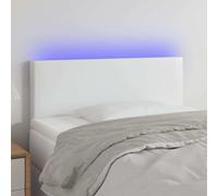 Testiera bianca a led 90x5x78/88 cm in similpelle
