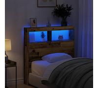 vidaXL Testiera con Contenitore a LED Legno Antico 100x17x102 cm, testiera con LED, Testata, Testata con LED, testiera, Testata con Contenitore