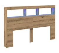 vidaXL Testiera con Contenitore a LED Rovere Artigianale 160x17x102 cm, testiera con LED, Testata, Testata con LED, testiera, Testata con Contenitore