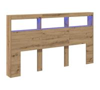 vidaXL Testiera con Contenitore a LED Rovere Artigianale 180x17x102 cm, testiera con LED, Testata, Testata con LED, testiera, Testata con Contenitore