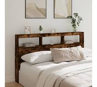 vidaXL Testiera con Contenitore a LED Rovere Fumo 180x17x102 cm