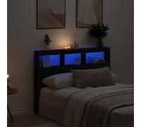 vidaXL Testiera con Contenitore a LED Rovere Nero 140x17x102 cm, testiera con LED, Testata, Testata con LED, testiera, Testata con Contenitore