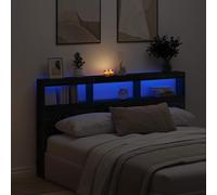 vidaXL Testiera con Contenitore a LED Rovere Nero 180x17x102 cm