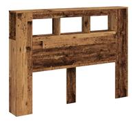 vidaXL Testiera con LED in legno ingegnerizzato invecchiato, 140 x 18,5 x 103,5 cm, testiera, testata con ripiani, testiera del letto
