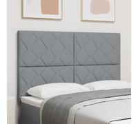vidaXL Testiera con luci a strisce a LED Grigio chiaro 144 cm Tessuto