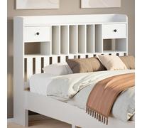 vidaXL Testiera con Ripiani Bianca 135 cm in Legno Massello di Pino, Testata Letto, testiera in Legno massello, testiera con Scomparti