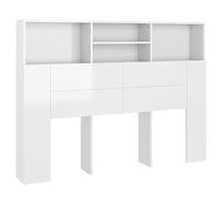 vidaXL Testiera con Scomparti Bianco Lucido 140x19x103,5 cm