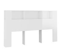 vidaXL Testiera con Scomparti Bianco Lucido 180x18,5x104,5 cm