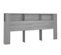 vidaXL Testiera con Scomparti Grigio Sonoma 220x18,5x104,5 cm