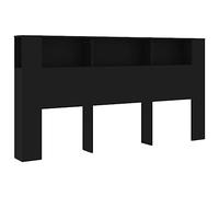 vidaXL Testiera con Scomparti Nero 200x18,5x104,5 cm