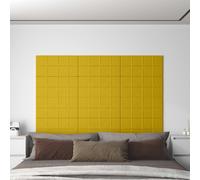 vidaXL Testiera da Parete 12 pcs Giallo 60 x 30 cm Velluto