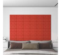 vidaXL Testiera da Parete 12 pcs Rosso 30 x 15 cm Pelle Sintetica, Rivestimento a parete rettangolare, decorativo moderno, pannelli stilosi, interno, idee di decorazione per la casa