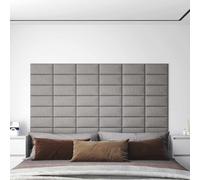 vidaXL Testiera da Parete 12 pz 30 x 15 cm Grigio chiaro Tessuto
