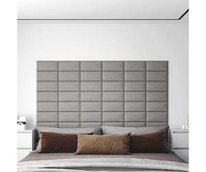 vidaXL Testiera da Parete 12 pz 30 x 15 cm Grigio chiaro Tessuto