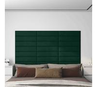 vidaXL Testiera da Parete 12 pz Verde Scuro Velluto