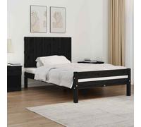vidaXL Testiera da Parete Nera 108x3x60 cm in Legno Massello di Pino