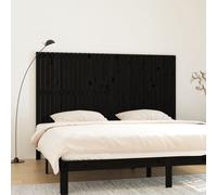 vidaXL Testiera da Parete Nera 204x3x110 cm in Legno Massello di Pino