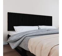 vidaXL Testiera da Parete Nera 204x3x60 cm in Legno Massello di Pino