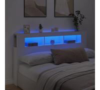 vidaXL Testiera LED Bianca 180x18,5x103,5 cm Legno Multistrato, testiera LED, Testata con LED, testiera con Ripiani, testiera con LED