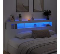vidaXL Testiera LED Bianca 220x18,5x103,5 cm Legno Multistrato