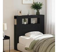 vidaXL Testiera LED con lo scaffale Rovere Nero 100 x 18,5 x 103,5 cm