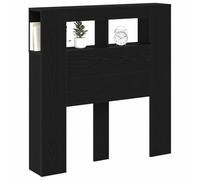VIDAXL testiera in legno duro rovere nero con illuminazione a LED integrata e ampi ripiani galleggianti per camere da letto moderne, mobili decorativi con luci per letto di design