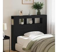 vidaXL Testata Moderna in Rovere Nero con Illuminazione LED e Spazio di Stoccaggio | Mobili Eleganti per la Camera da Letto con Finitura Testurizzata Ideale per