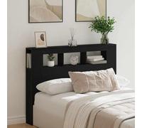 vidaXL Testiera in Legno ingegnerizzato Nero Moderno con luci LED e Ampio Spazio di archiviazione 140 cm Design per camere da Letto Mobili Interni contemporanei Decorazioni Eleganti Resistenti