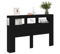 vidaXL Testiera moderna a LED in rovere nero con USB e luci colorate per mobili da camera da letto per adulti, lunghezza 160 cm, altezza 45 cm, elegante materiale in legno.