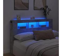 vidaXL Testiera LED Grigio Cemento 160x18,5x103,5 cm Legno Multistrato, testiera LED, Testata con LED, testiera con Ripiani, testiera con LED