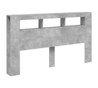 vidaXL Testiera LED Grigio Cemento 180x18,5x103,5 cm Legno Multistrato, testiera LED, Testata con LED, testiera con Ripiani, testiera con LED