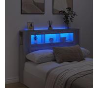 vidaXL Testiera LED Grigio Sonoma 140x18,5x103,5 cm Legno Multistrato, testiera LED, Testata con LED, testiera con Ripiani, testiera con LED
