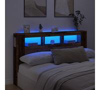vidaXL Testiera LED Legno Antico 180x18,5x103,5 cm Legno Multistrato, testiera LED, Testata con LED, testiera con Ripiani, testiera con LED