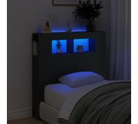 vidaXL Testiera LED Nera 100x18,5x103,5 cm Legno multistrato