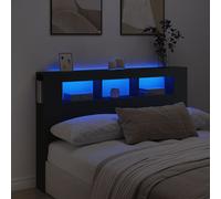vidaXL Testiera LED in legno multistrato nera 160x18,5x103,5 cm