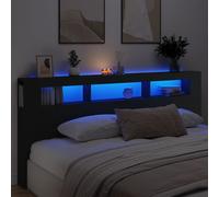 vidaXL Testiera LED Nera 220x18,5x103,5 cm Legno Multistrato