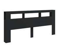 vidaXL Testiera LED Nera 220x18,5x103,5 cm Legno Multistrato
